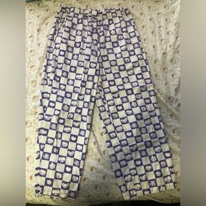 BT21 Blue and White Checkered Pajama Pants Size M